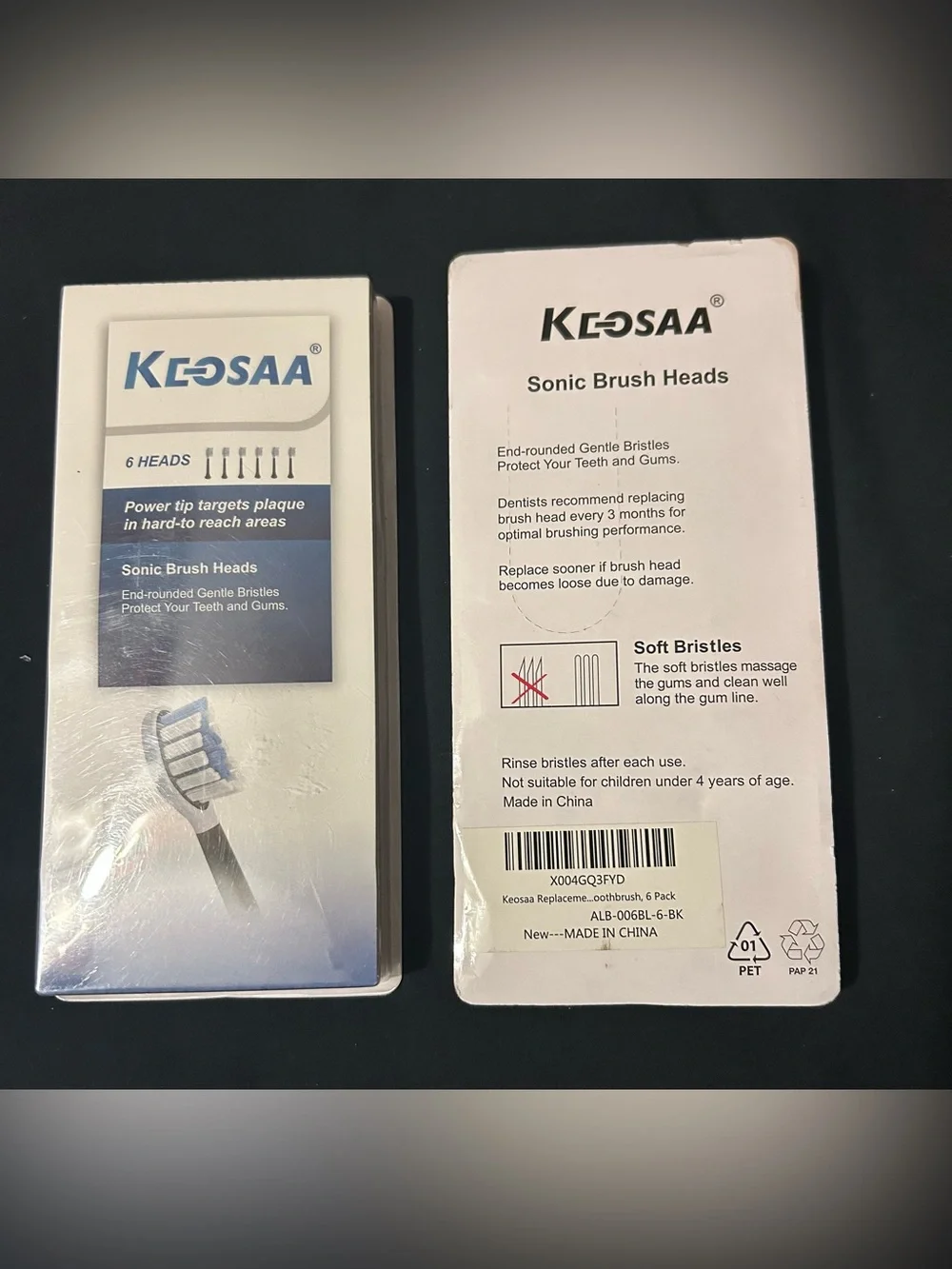 White Sonic Toothbrush Replacement Heads - 6 per pack NEW